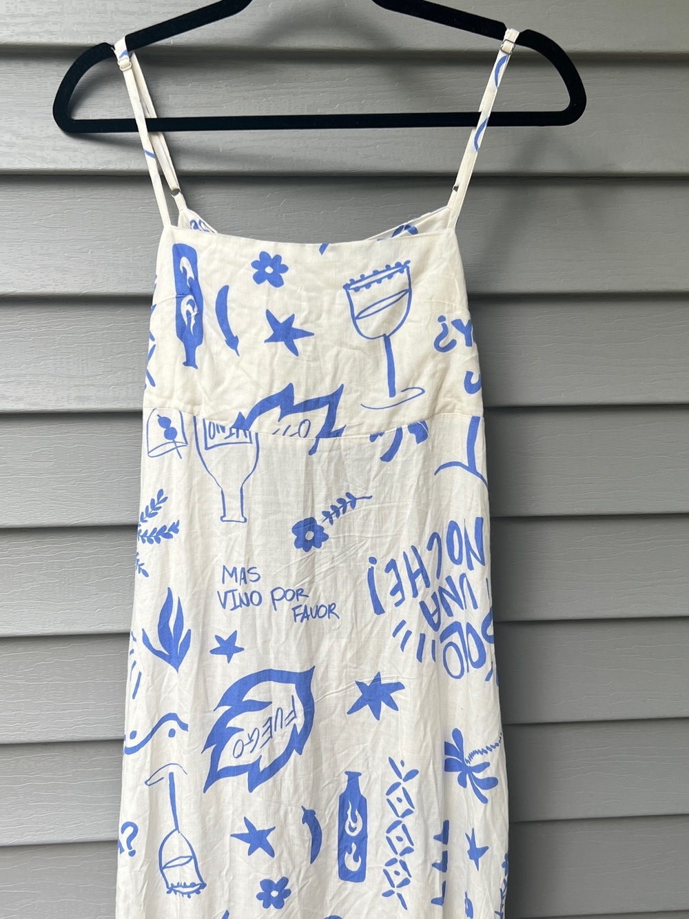 Paper Heart Anthropologie Maxi Dress Vino Tie Back Size S White Blue Summer - Picture 2 of 14